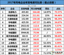 龙源、华能、大唐、华电等13家风企发电量大比拼！谁的风电业绩最